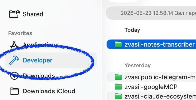 Developer как папка для проектов